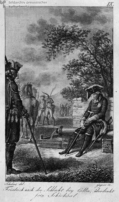 Friedrich („der Große”) überdenkt sein Schicksal nach der Schlacht von Kolin am 18. Juni 1757 (1794)